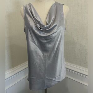 NWT White House Black Market silver satin cowl neck tank